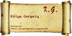 Kólya Gergely névjegykártya
