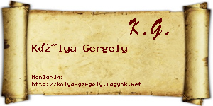 Kólya Gergely névjegykártya